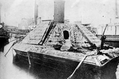 The last picture taken of the CSS Albemarle before being scrapped in 1867. Image from the N.C. Museum of History