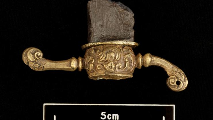 The guard from a sword recovered from the wreck of Blackbeard's flagship, Queen Anne's Revenge.