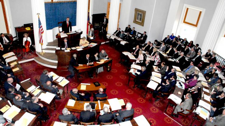 The General Assembly in special session in the Old Senate Chamber The General Assembly in special session in the Old Senate Chamber