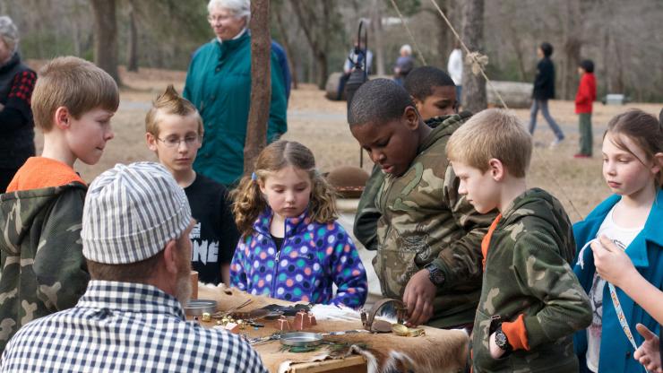 Children learn about colonial trades at Brunswick Town/Ft. Anderson