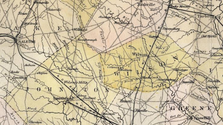 A Map of East Central North Carolina from the 1800s A Map of East Central North Carolina from the 1800s