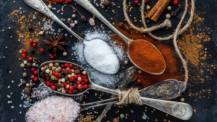 Fall colored arrangement of cooking ingredients and utensils