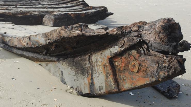 Pieces of the recently discovered Corolla shipwreck