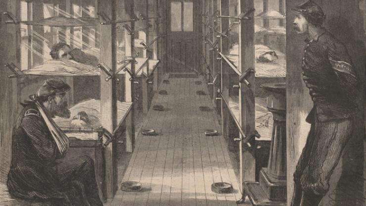 An illustration of a Civil War hospital car from Harper’s Weekly in 1864. An illustration of a Civil War hospital car from Harper’s Weekly in 1864.