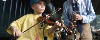 Boy Fiddling Along the Blue Ridge Music Trails