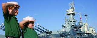 Kids salute the Battleship North Carolina Kids salute the Battleship North Carolina
