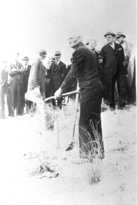 The groundbreaking of the memorial. 