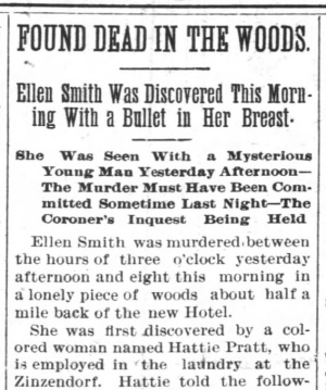 A headline in Winston paper announcing the discovery of Smith’s body. Image from UNC-Chapel Hill.