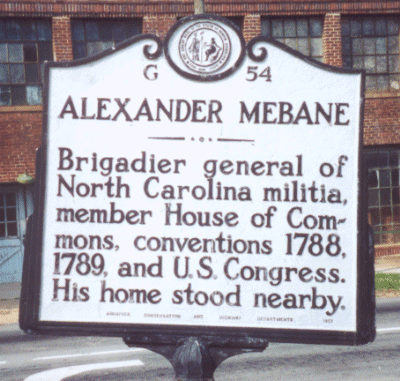 Alexander Mebane Historical Marker