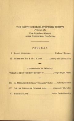 Page two of the concert’s program. Image from the North Carolina Collection at UNC-Chapel Hill