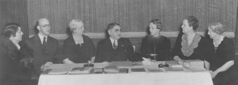 The first board meeting of the N.C. Society for the Preservation of Antiquities. Image from the Office of Archives and History.