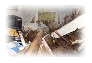 inside destroyed home