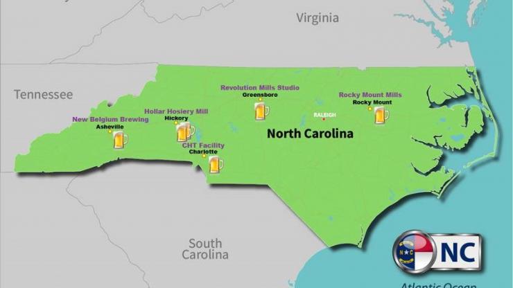 Map of breweries that sit on brownfields properties