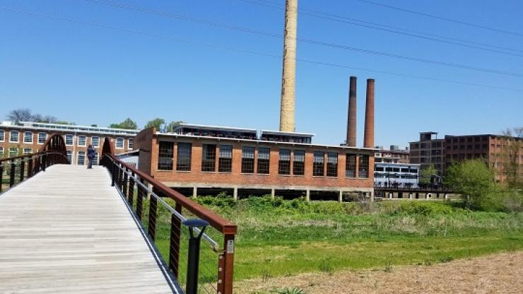 External view of Natty Greene's Restaurant and Market in Greensboro at Revolution Mill