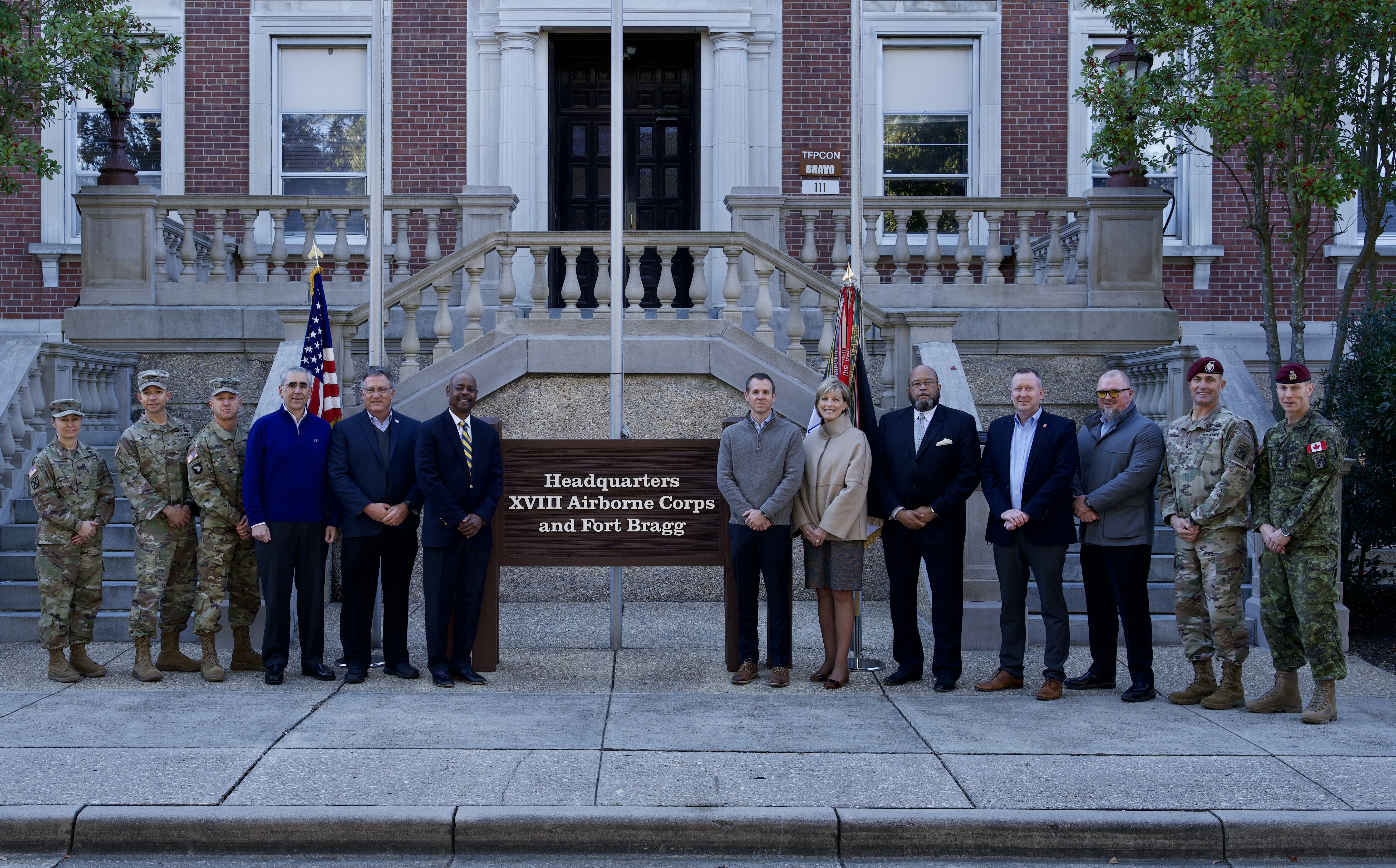 Military leaders from across the XVIII Airborne Corps and academic officials from Universities gather for a  group photo