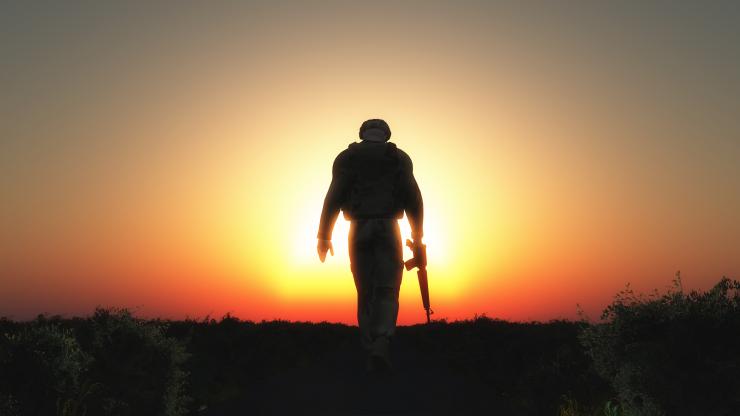 Picture of military member walking