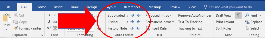 Red circle around auto format group