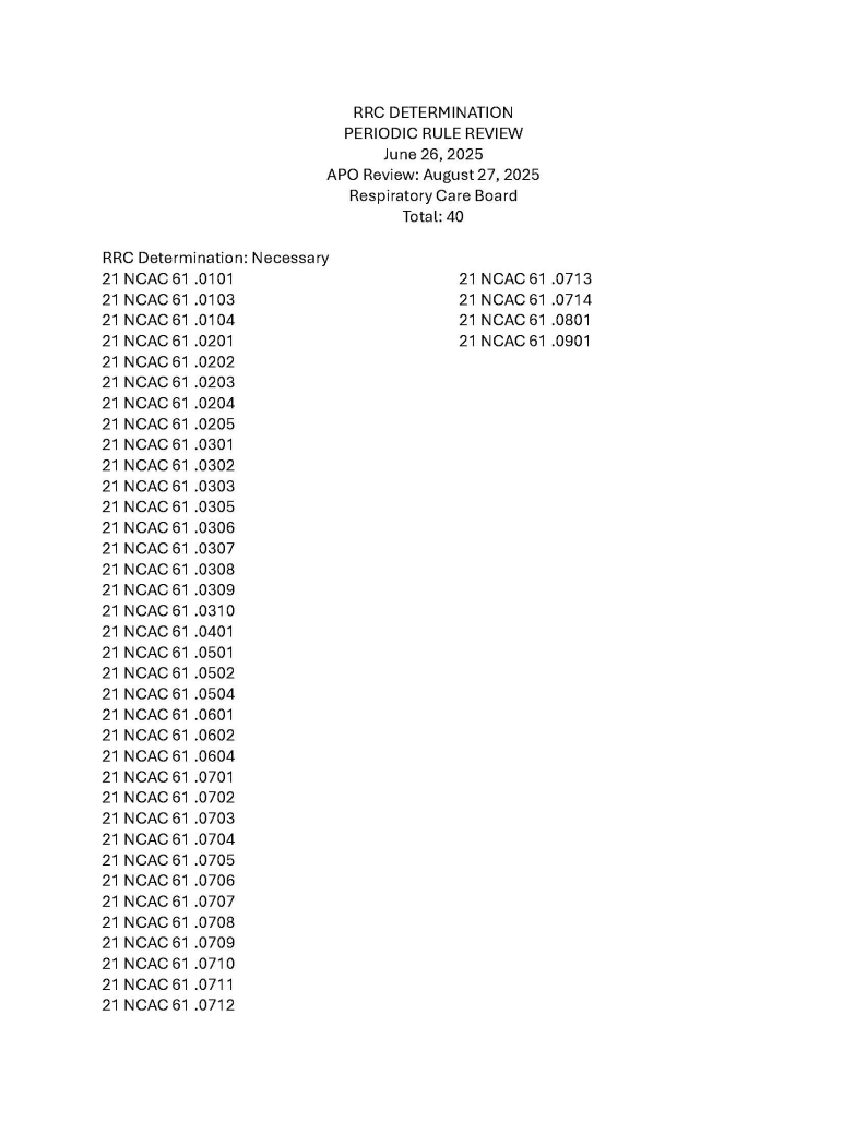 RRC Determination for Respiratory Care Board