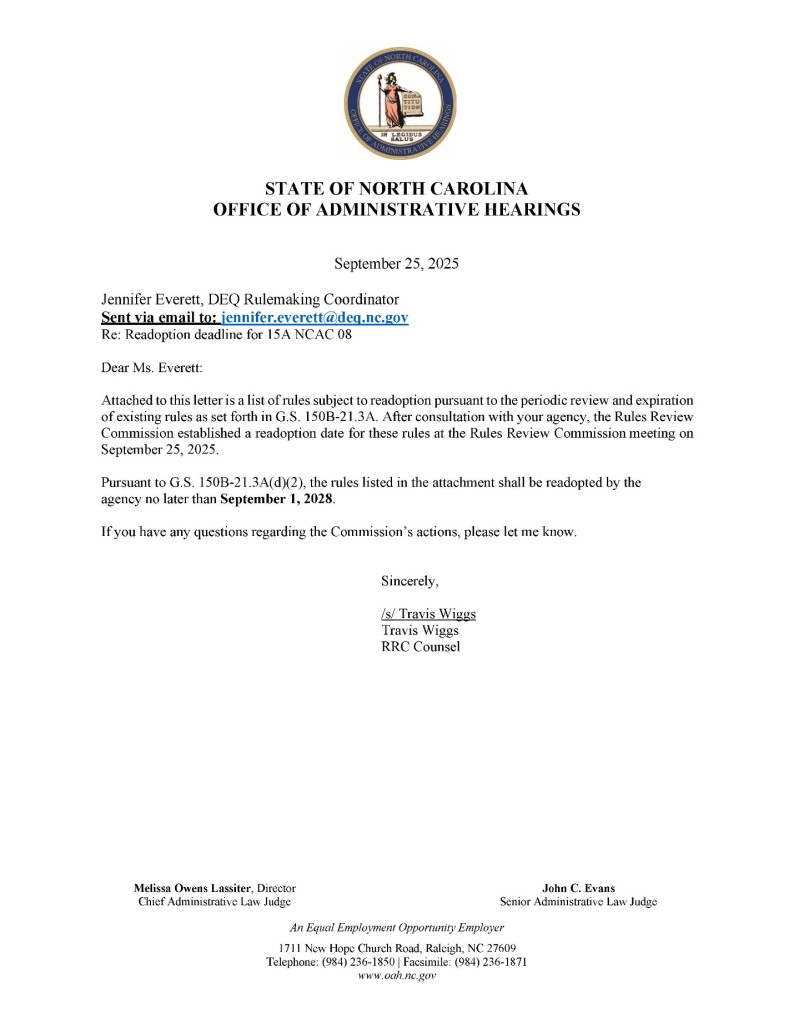 Letter from Office of Administrative Hearings to Jennifer Everett