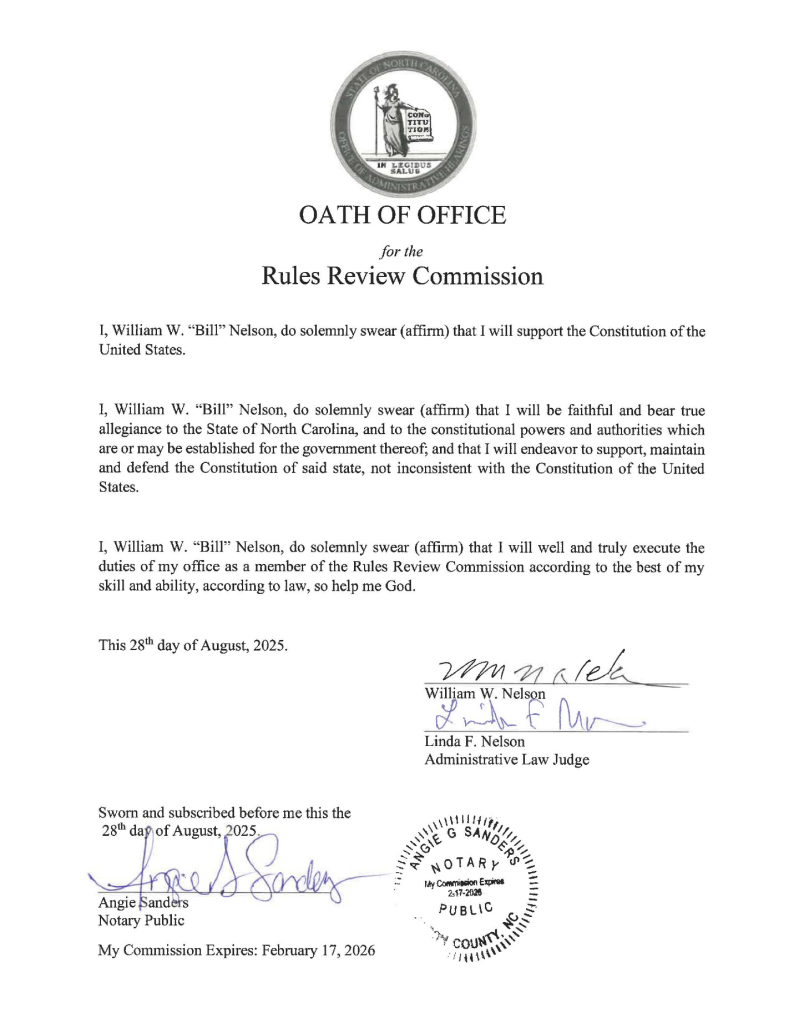 Notarized Oath of Office with signatures and seal