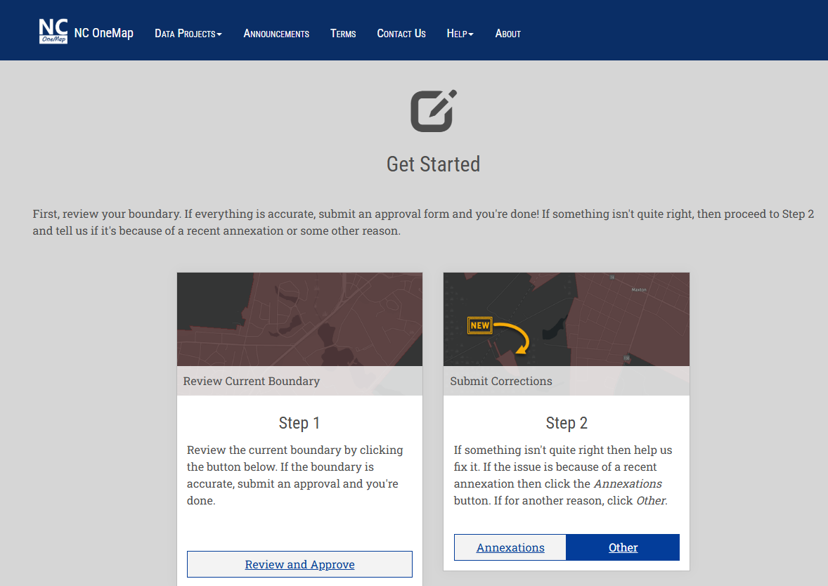 screenshot of the Municipal Boundaries Tool