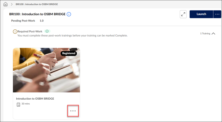 Screenshot of a training status page in LMS