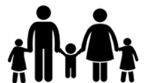 Icon depicting two adults and three children