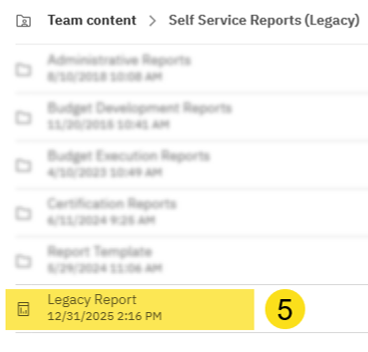 Select the link titled Legacy Report