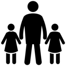 Icon depicting one adult and two children