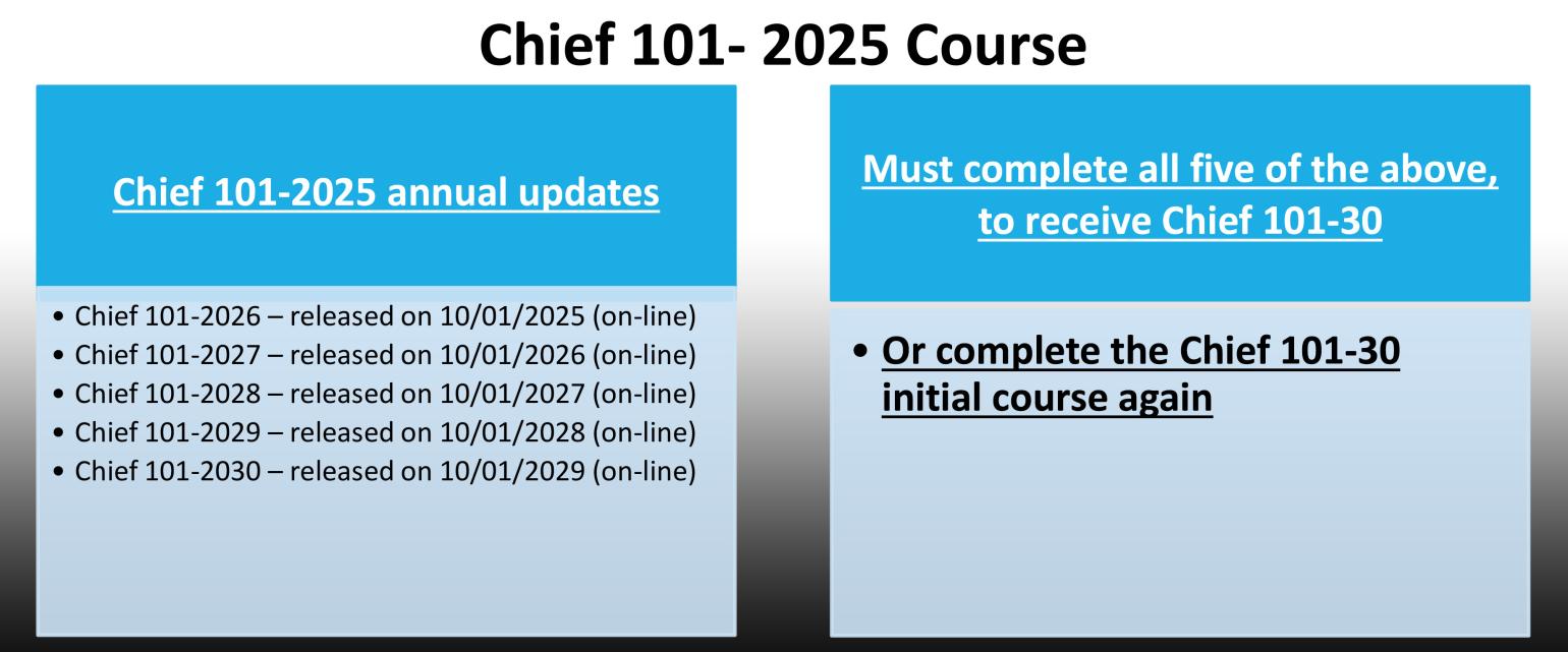 Chief 101 2025 Course Information