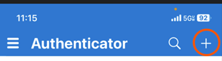 Authenticator app add account button.