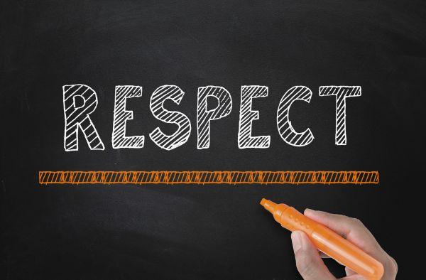 The word "respect" written in marker and underlined.