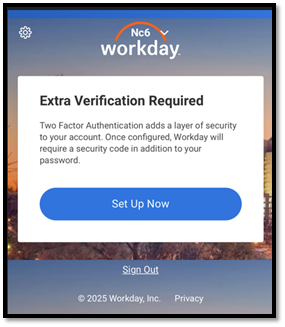 Workday extra verification required screen.