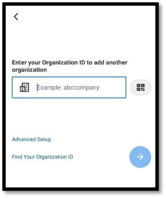 Workday app enter organization screen.