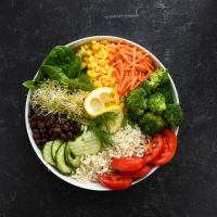 a bowl of vegetables and rice