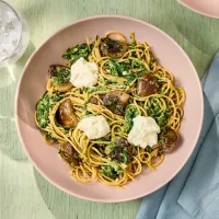spaghetti with mushrooms spinach ricotta