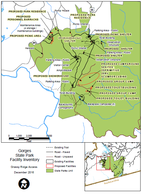 Map of Project 1 Grassy Ridge Access Campground and Parking Facilities