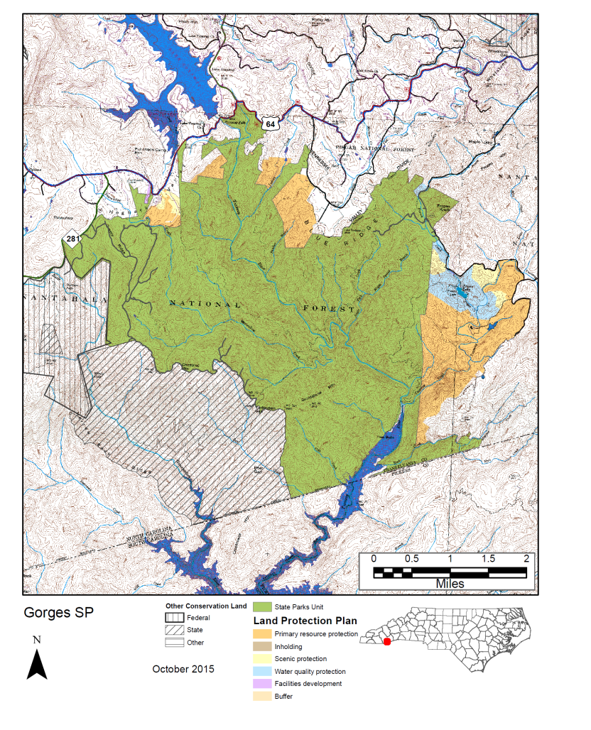 Map of Land Protection Plan for Gorges State Park