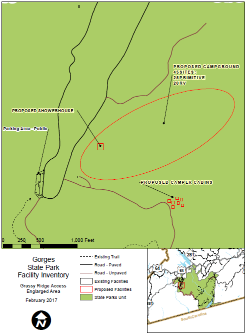 Enlarged map of Project 1 Grassy Ridge Campground and Parking Facilities