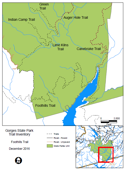 Map of Foothills Trail Inventory