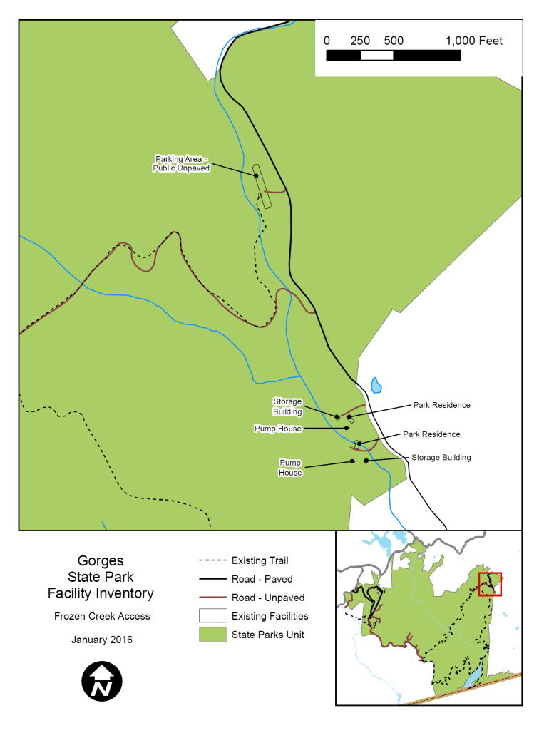 Map of Frozen Creek Access Facility Inventory