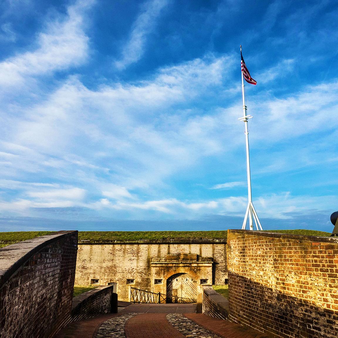 Outside of the fort at Fort Macon State Park