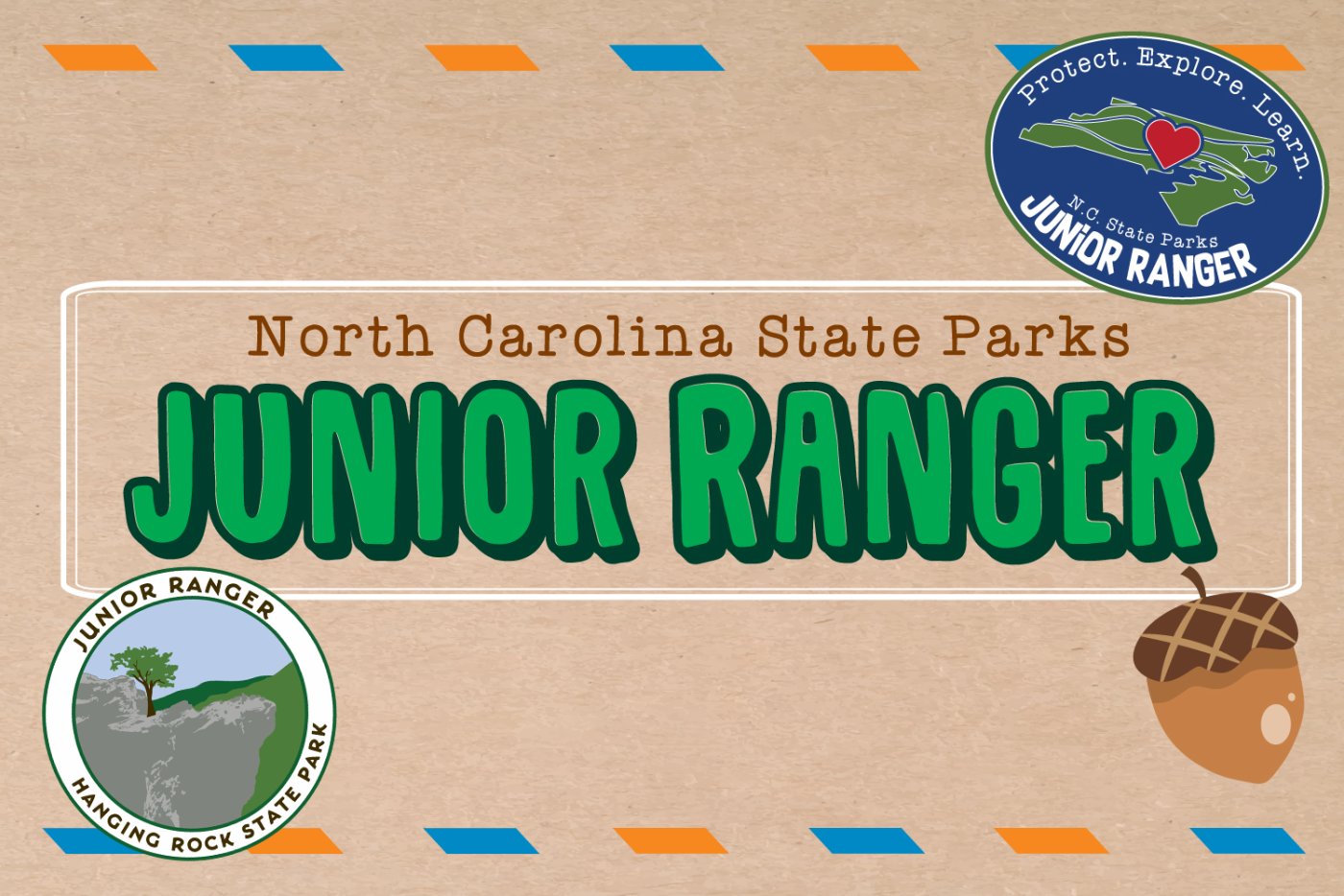 Graphic in the style of the Junior Ranger Booklet cover