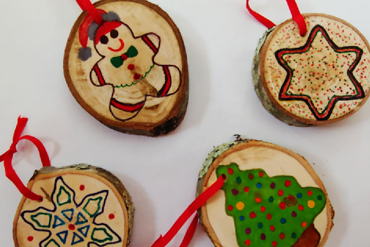Tree "cookies" decorated for the holidays