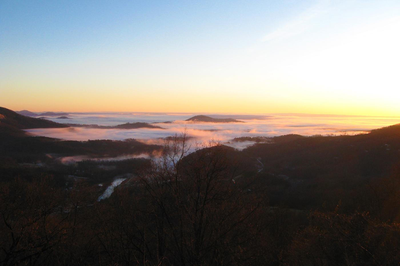 Sunrise over Hickory Nut Gorge at Chimney Rock State Park
