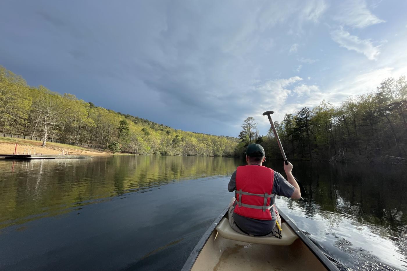 An evening paddle on the lake calms the soul...