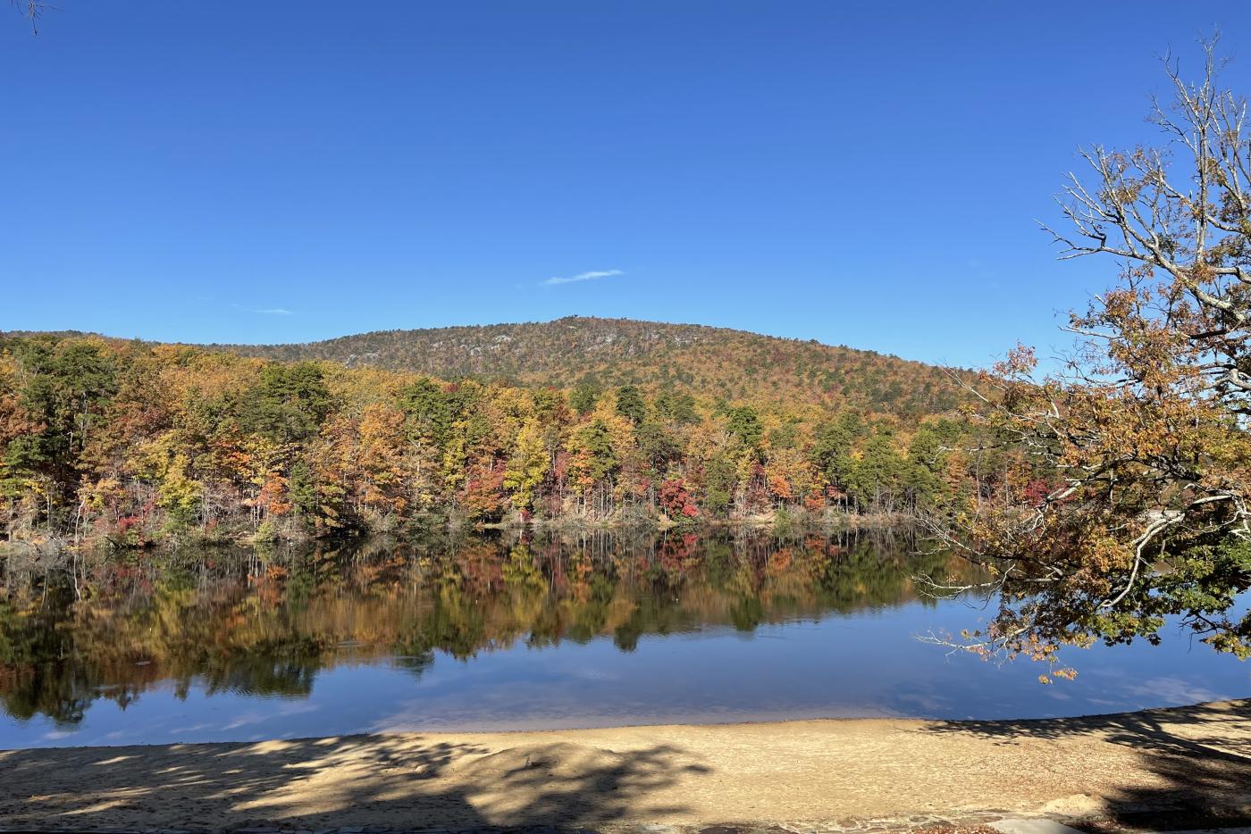 Hanging Rock's iconic lake with some fall colors!