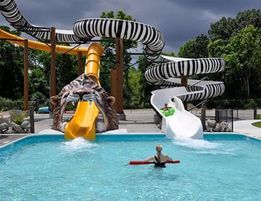 Photo of the Woodmen Water Park tower with water slides