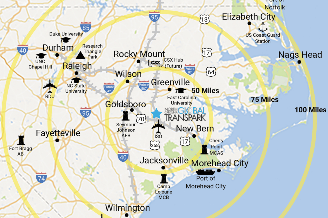 Regional reach map of NC