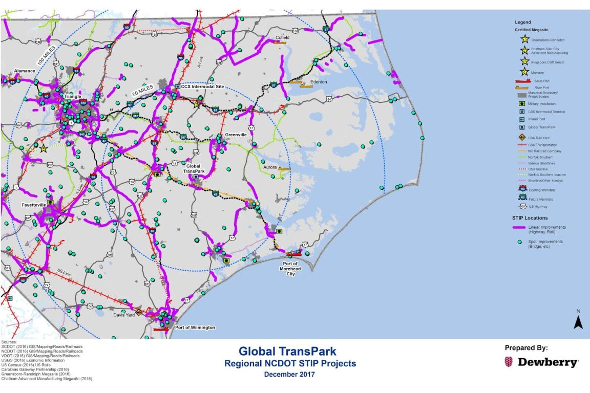 Regional STIP Projects map of NC